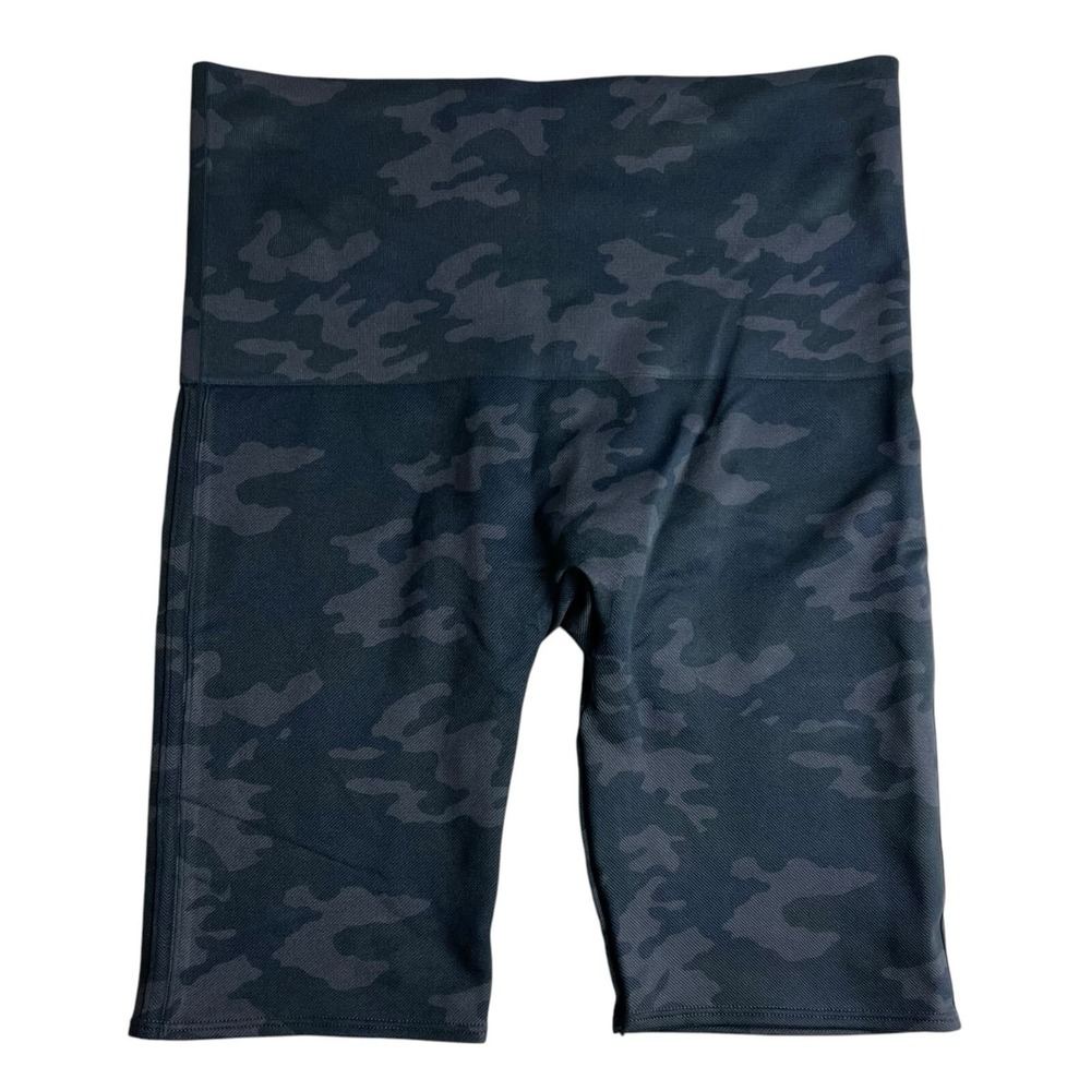 Spanx Womens 1X Blue Gray Camo 9" Inseam Biker Shorts